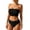 Black #011, variant on Women's 2 Piece Bikini Set Strapless Swimsuit High Waisted Smocked Bandeau Bathing Suit, L