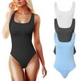 thumbnail image 2 of Body sin mangas con cuello en U y tejido elástico para mujer: estilo informal, cintura elástica, diseño en línea A, mezcla de poliéster, lavable a máquina, 2 of 6