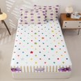 thumbnail image 4 of Erosebridal Vertical Stripe Pattern Zipper Twin Comforter Sets with Fitted Sheet and 2 Pillowcases,Floral Heart Print Zipper Bedding Set,Purple Brown,Reversible, 4 of 6