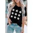 thumbnail image 3 of ABPHQTO Camiseta de cuello redondo con estampado gráfico de estrellas negras para mujer, 3 of 5