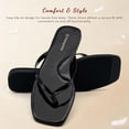 thumbnail image 3 of Womens Square Flip Flops, Patent Leather Flat Sandals with Memory Foam Insole, Non-Slip Lightweight Minimalist Open Toe Summer Vacation Dressy Beach Essentials Slippers, 3 of 7
