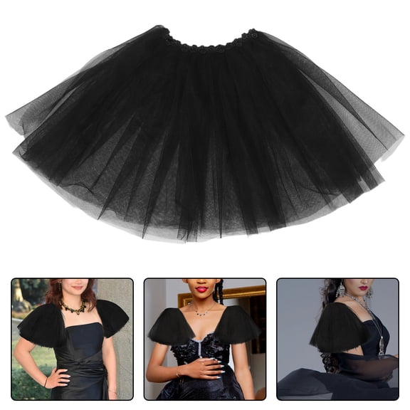 RENACLIPY 1Pair Black Lace Bridal Shawl for Wedding Dress Elegant Tulle Sleeves Detachable Puff Sleeve Accessory