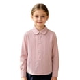 thumbnail image 6 of SGMVNU School Uniform for Girls Boys Long Sleeve Pleated Dress Shirt Lapel Collar Button Down Blouse Spring Fall, Size 9-10 Years, Pink, 6 of 6
