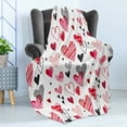 thumbnail image 4 of Valentine Soft Flannel Fleece Blanket, Different Types of Heart Shapes Romance Love Theme Watercolor Striped Art, Cozy Plush for Indoor and Outdoor Use, 50" x 60", Pink Black White, by Ambesonne, 4 of 5