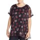 thumbnail image 1 of Vince Camuto Blusa tipo túnica alta/baja con estampado floral para mujer, negro, 1X, 1 of 1