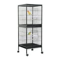 thumbnail image 1 of Garvee 55-Inch Double Stackable Bird Cage, Rolling Stand, Large Wrought Iron Aviary with Pull-Out Tray & 4 Access Doors, Open Play Top with Wooden Perches for Parakeets, Canaries, 1 of 8