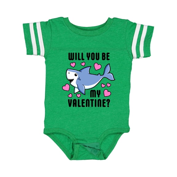 Inktastic Will you be my Valentine with Cute Shark and Hearts Boys or Girls Baby Bodysuit