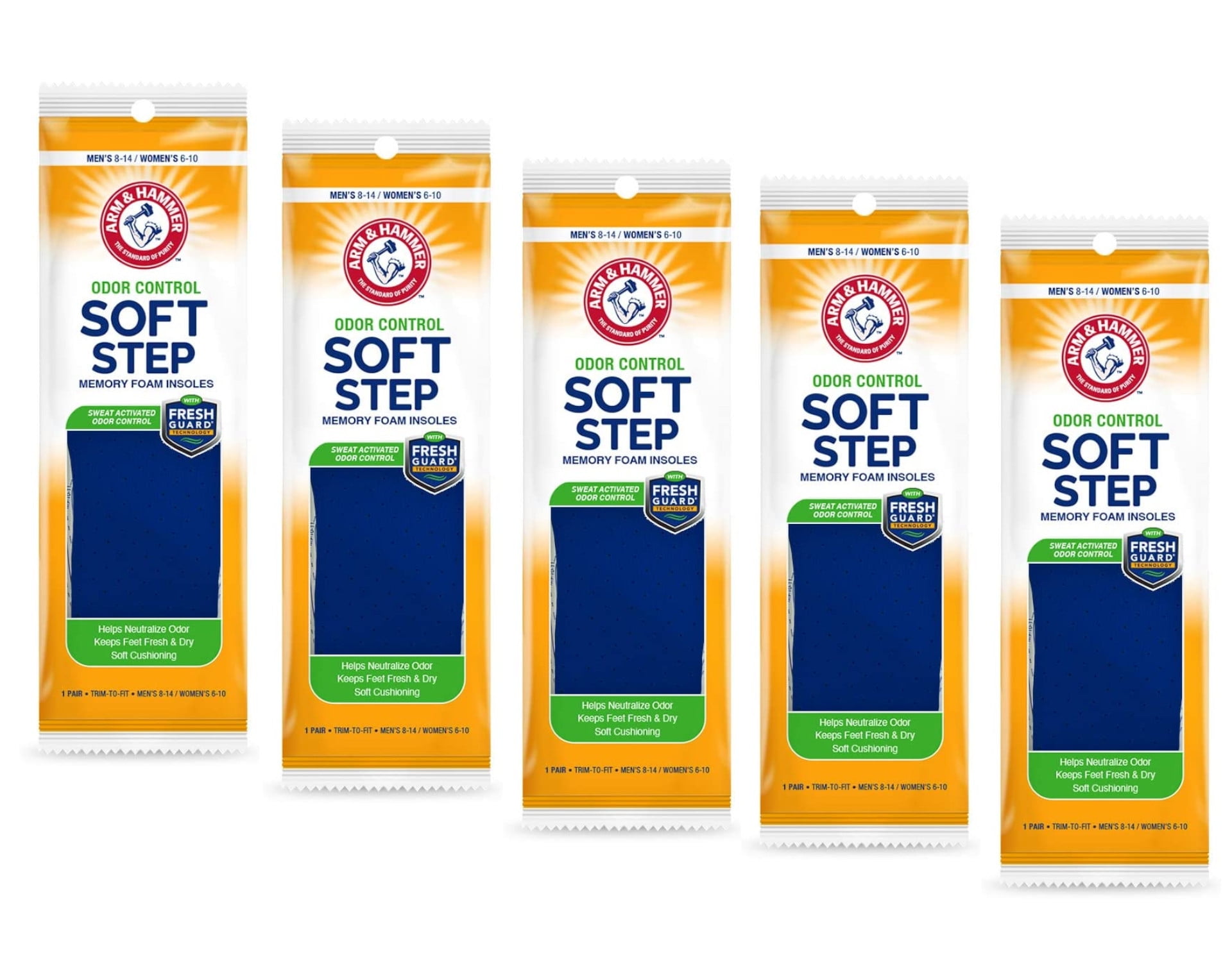 Arm & Hammer Odor Control Soft Step Memory Foam Insoles, Men's 814/Women's 610, TrimToFit