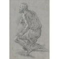 thumbnail image 2 of Giacomo Zoboli 18x24 Black Ornate Framed Double Matted Museum Art Print Titled: Study of Male Figure Kneeling in a Three-Quarter View, Facing Left (A Shepherd) (18th Century), 2 of 5