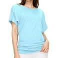 thumbnail image 5 of Hvyesh Womens Short Sleeve Boat Neck Side Shirring Dolman Drape Top Plus Size Solid Blouse Slim Fit Business Work Tee Shirt, 5 of 5