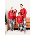 thumbnail image 3 of Christmas Pajamas Family Matching Sets, Cute Printed Xmas 2 Piece Sleepwear Pjs Jammies, T shirt Tops + Plaid Pants Set for Couples/Women/Men, 3 of 6