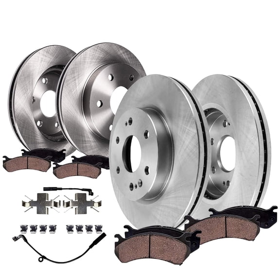 Detroit Axle - 8pc Brake Kit for Chevrolet GMC Silverado Sierra 1500 Yukon XL Cadillac Escalade ESV Disc Brake Rotors Ceramic Brakes Pads Replacement : 13.50" inch Front and 13.58" inch Rear Rotors