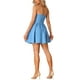 thumbnail image 3 of Vestido de mujer Inspire Chic con escote corazón, sin tirantes, con cremallera, mini y de corte acampanado, color azul denim, talla M, 3 of 6