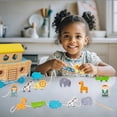 thumbnail image 5 of Toddlers Wooden Noah's Ark Toy Animal Playset, Shape Sorter Early Learning Montessori Toys, Baptism Gifts for 3 Boys Girls Kids, 5 of 7