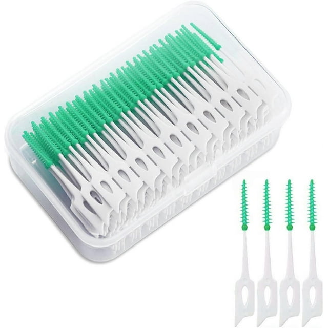 160 paquetes de cepillos interdentales, cepillo de hilo dental, cepillo interdental adaptable, palillo de hilo dental de doble propósito, limpieza bucal portátil (verde)