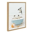 thumbnail image 4 of Kate and Laurel Sylvie Three Penguins Beach House Bath Framed Canvas Wall Art by Amy Peterson, 18x24 Natural, Cute Animal Bathtub Art for Wall, 4 of 7