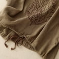 thumbnail image 4 of WXLWZYWL Womens Summer Tops Plus Size Clearance Short Sleeve Crew Neck Drawstring Hem Tree Branches Embroidery T-Shirt Cotton Linen Tops Blouse Casual Loose Shirts, 4 of 6