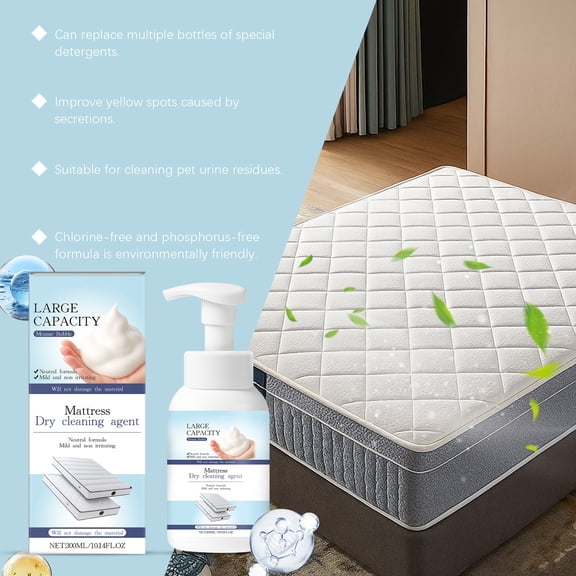 Powerful Mattress Yellow Stain Cleaner 300ml – Instant Stain Remover for Old Urine Blood Red Wine Coffee Cosmetics – Foam Formula for Mattress Sofa Carpet Rug Upholstery Clothes