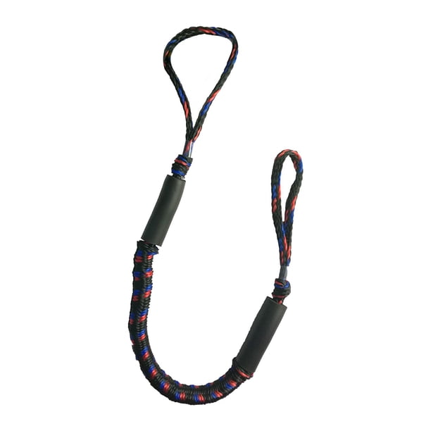 Línea de amarre elástica para embarcaciones, se extiende hasta 5,5 pies, cuerda de atraque con lazo, ancla de 4 pies Rojo Negro Azul