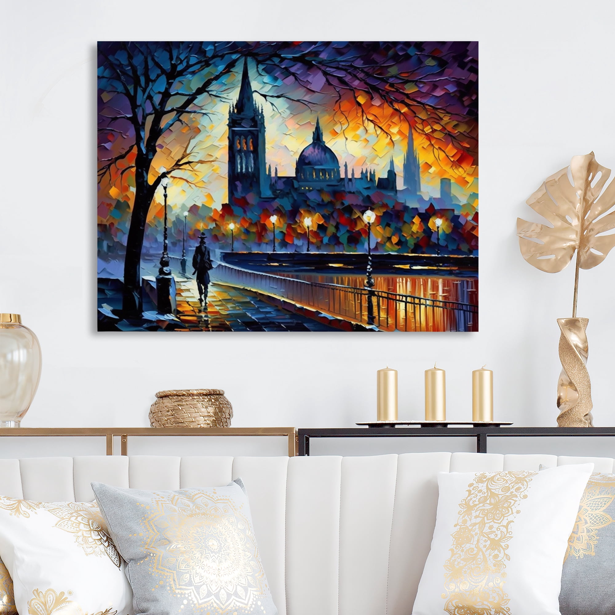 Designart City View In The Fall I Canvas Wall Art