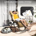 thumbnail image 4 of Outsunny Chaise Zéro Gravité Rembourrée, Fauteuil Inclinable Pliant, Kaki Pâle, 4 of 10