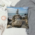 thumbnail image 2 of Orinice Beach Ocean Rocks Graphic Decorative Cushion Throw Pillow Cover for Home Couch Living Room Bed Sofa, Summer Style 1PC 24x24in, 2 of 5