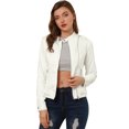 thumbnail image 1 of Chaqueta corta Allegra K de motociclista con cuello alto Piel sintética asimétrica blanco L, 1 of 6