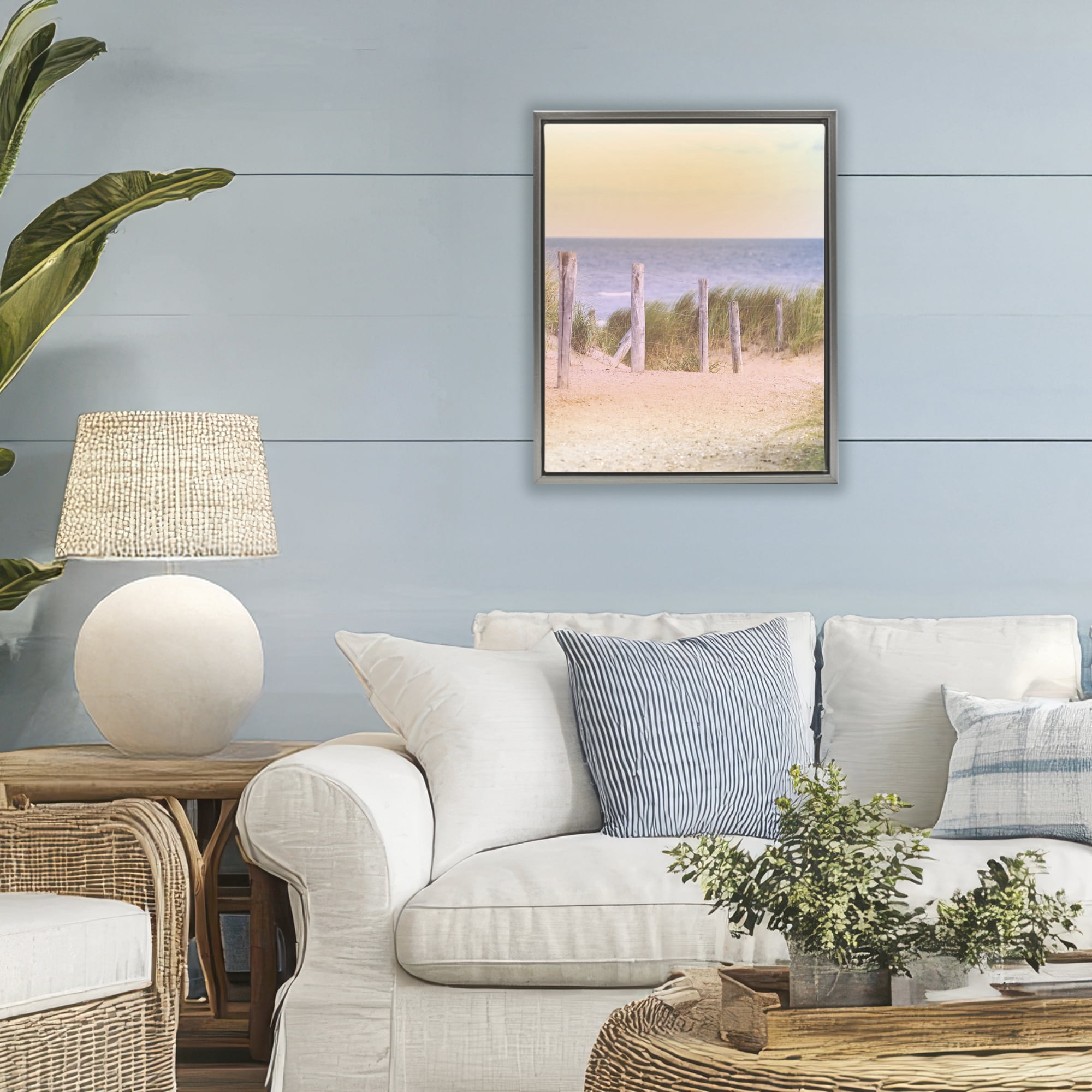 Stupell Industries Carefree Beach Vacation Gray Framed Floater Canvas Wall Art, design by Marcus Prime