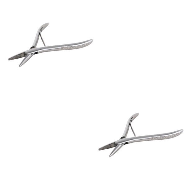 Vogacara Alicates de extensión de cabello de acero inoxidable plateado para anillo Micro 2piezas Forma plana