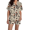 thumbnail image 2 of Miorin Under $6 Women Halloween Silk Pajamas Sets 2 Piece Short Sleeve Button-Down Satin Pjs Sleepwear Soft Loungewear, M, 2 of 5