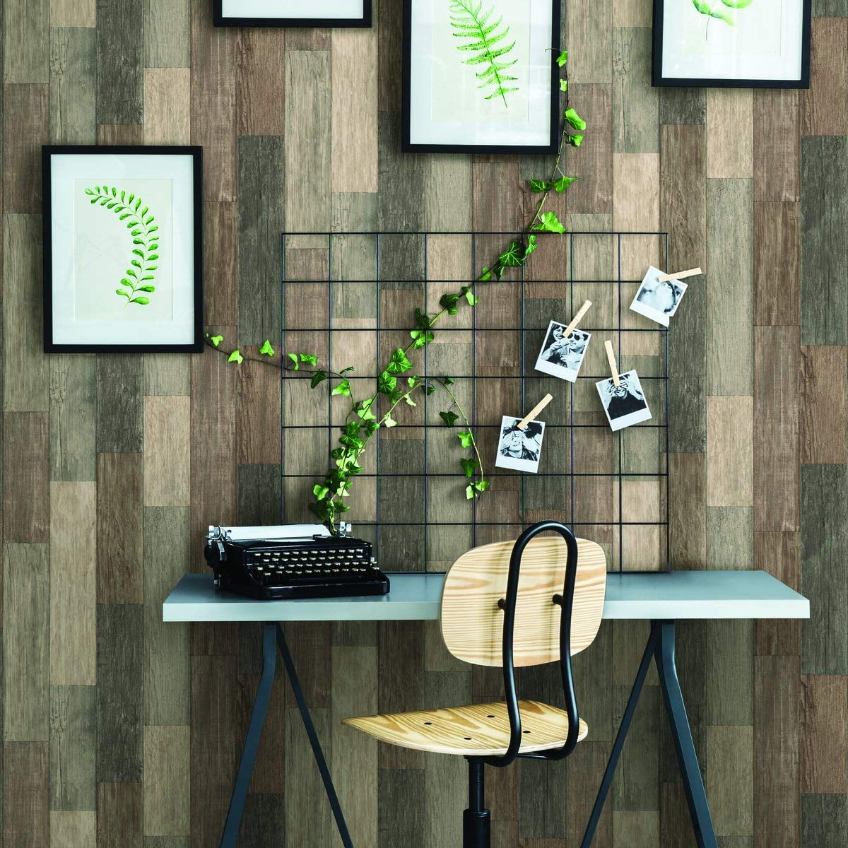 RoomMates Dark Weathered Wood Plank Brown Peel & Stick Wallpaper
