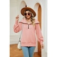 thumbnail image 2 of XCHQRTI Women's Zipper Sweatshirt V Neck Lapel Hoodie Long Sleeve Pullover Loose Fit Fall Sweatshirt, 2 of 8