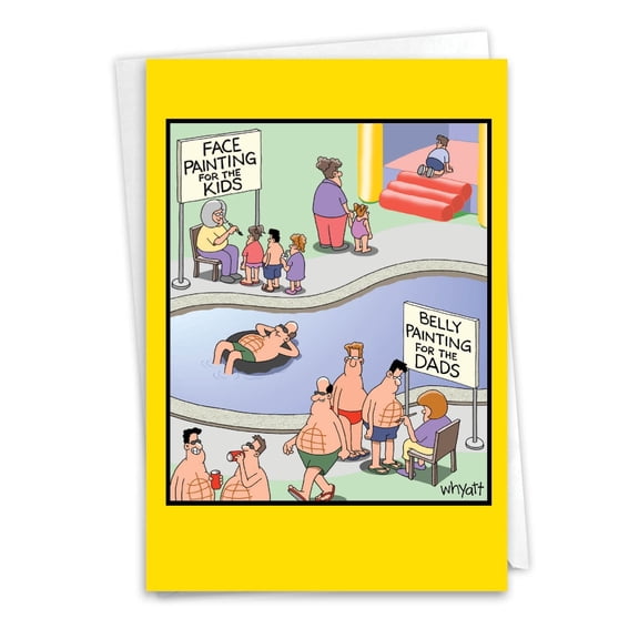 NobleWorks Funny Father's Day Greeting Card with 5 x 7 Inch Envelope (1 Card) Dad Belly Painting C8984FDG