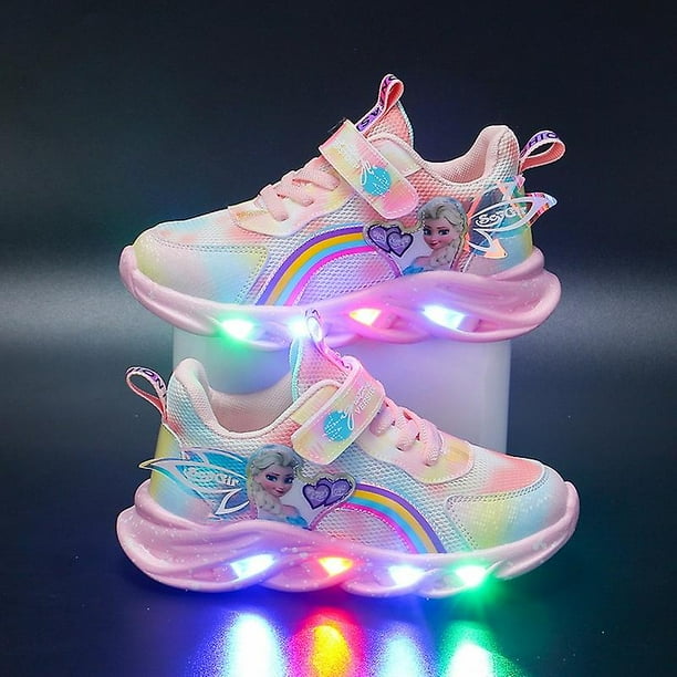 Cartoon Frozen Birthday Gifts Girls Casual Shoes Led Light Sneakers Elsa Princess Shoes Baby Toddler Girls Sneakers zhangyuxiang LED