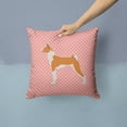 thumbnail image 2 of Basenji Checkerboard Pink Fabric Decorative Pillow, 2 of 4