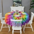 thumbnail image 2 of Colorful Tie Dye Pattern Round Tablecloth 60"x60",Wrinkle Wipeable Table Cloth for Kitchen Dining Room Picnic Patio Party, 2 of 6