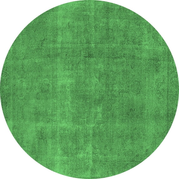 Ahgly Company Indoor Round Oriental Emerald Green Industrial Area Rugs, 4' Round