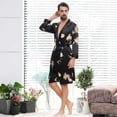 thumbnail image 4 of WTXUE Pajama Set Men | Bath Robe Nightgowns for Men Season Unisex Sleeve Long All Silk Thin Cardigan Imitation | 1 Piece Black 4XL, 4 of 5