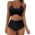 thumbnail image 4 of Women Cross Wrap Halter Bikini Set High Waisted Bathing Suits Push Up Two Piece Swimsuits, 4 of 4