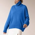 thumbnail image 5 of Lovskoo Sweaters for Women Turtleneck Trendy Casual Wear Long Sleeve High Neck Sweater Blue, 5 of 8