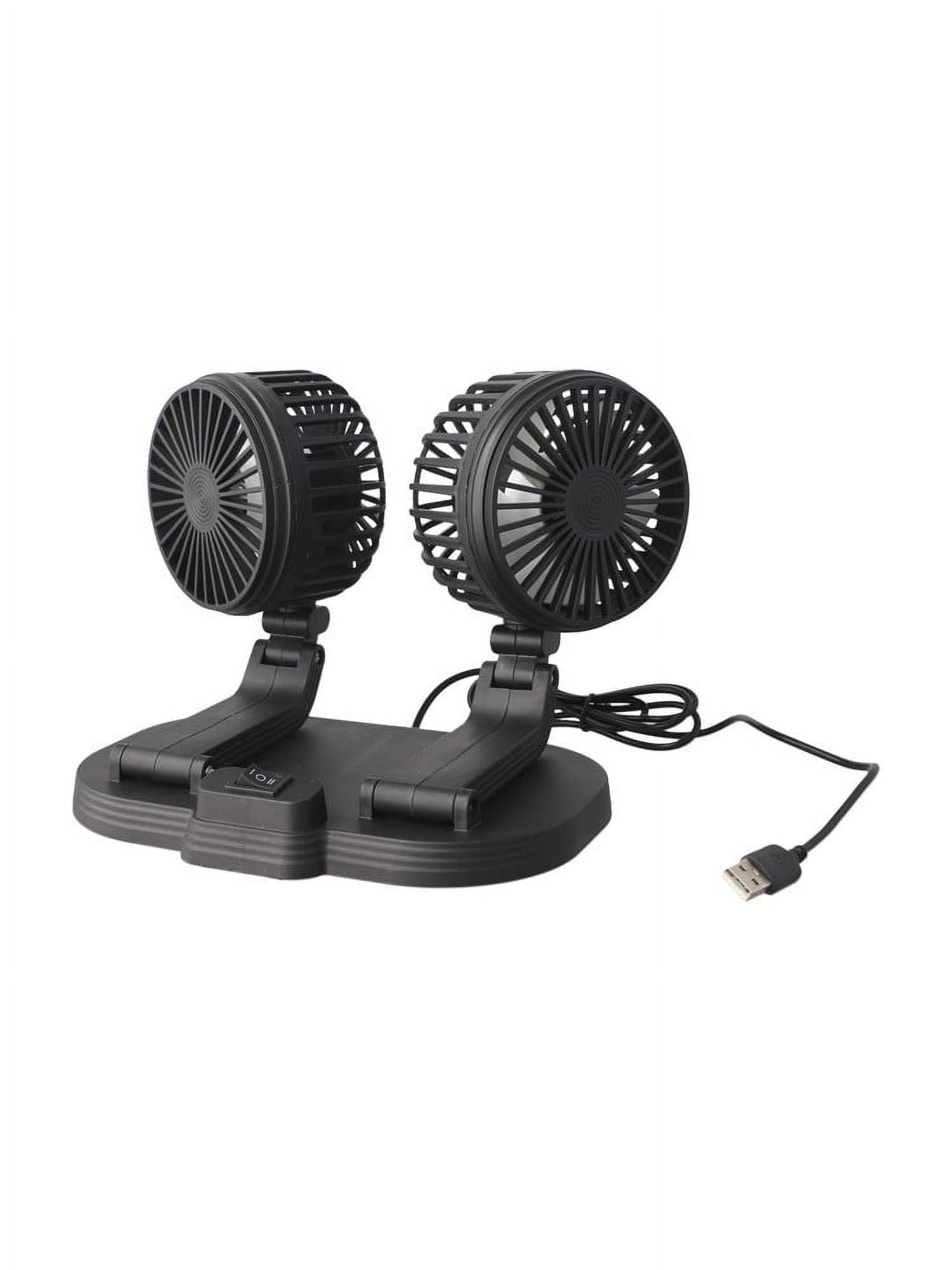 360° Adjustable Dual Head Car Fan USB Car Home Cooling Fan Powerful Double-Head