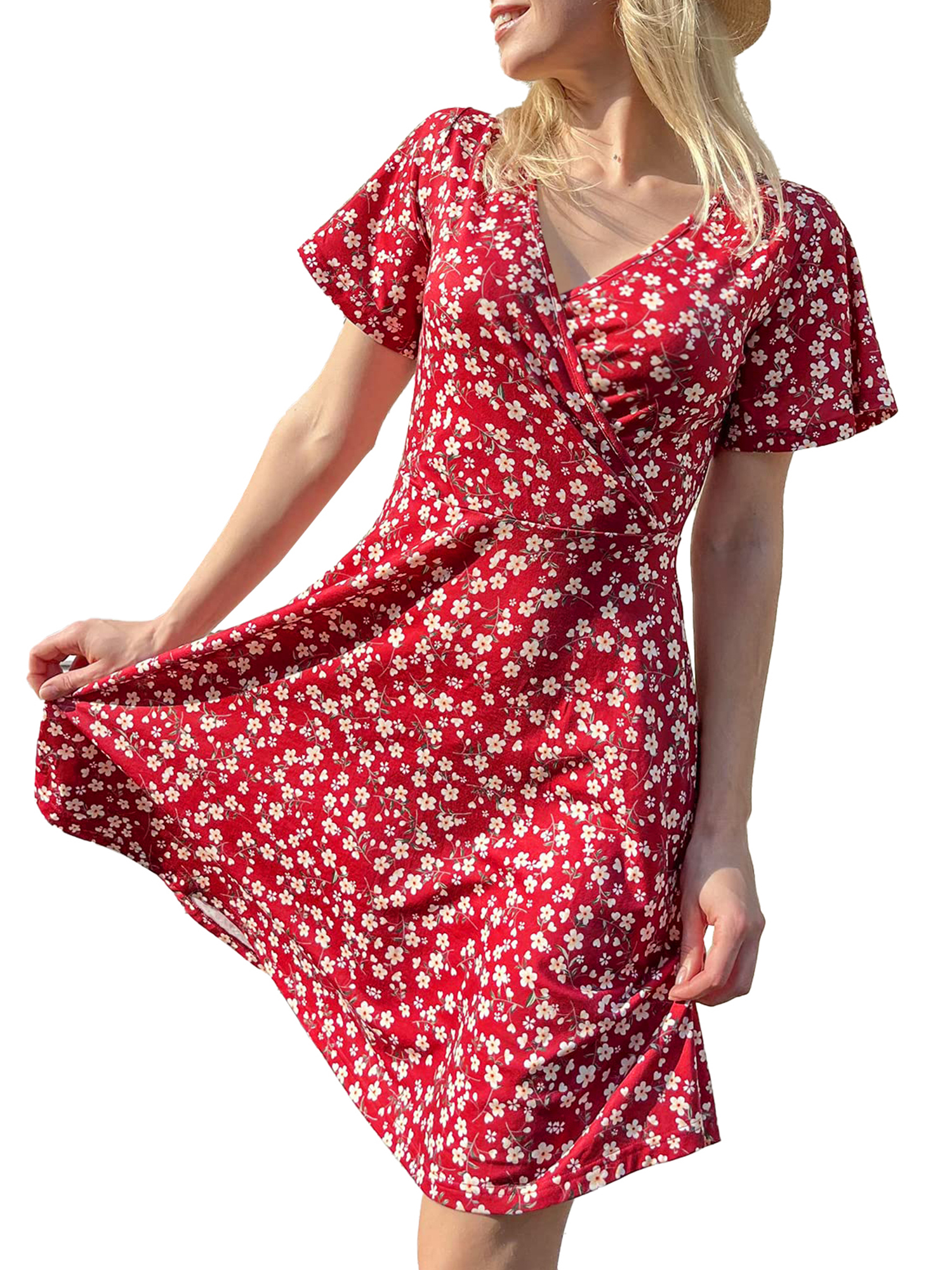 UVN Women's Boho Floral Midi Sundress with V-Neck photo 6