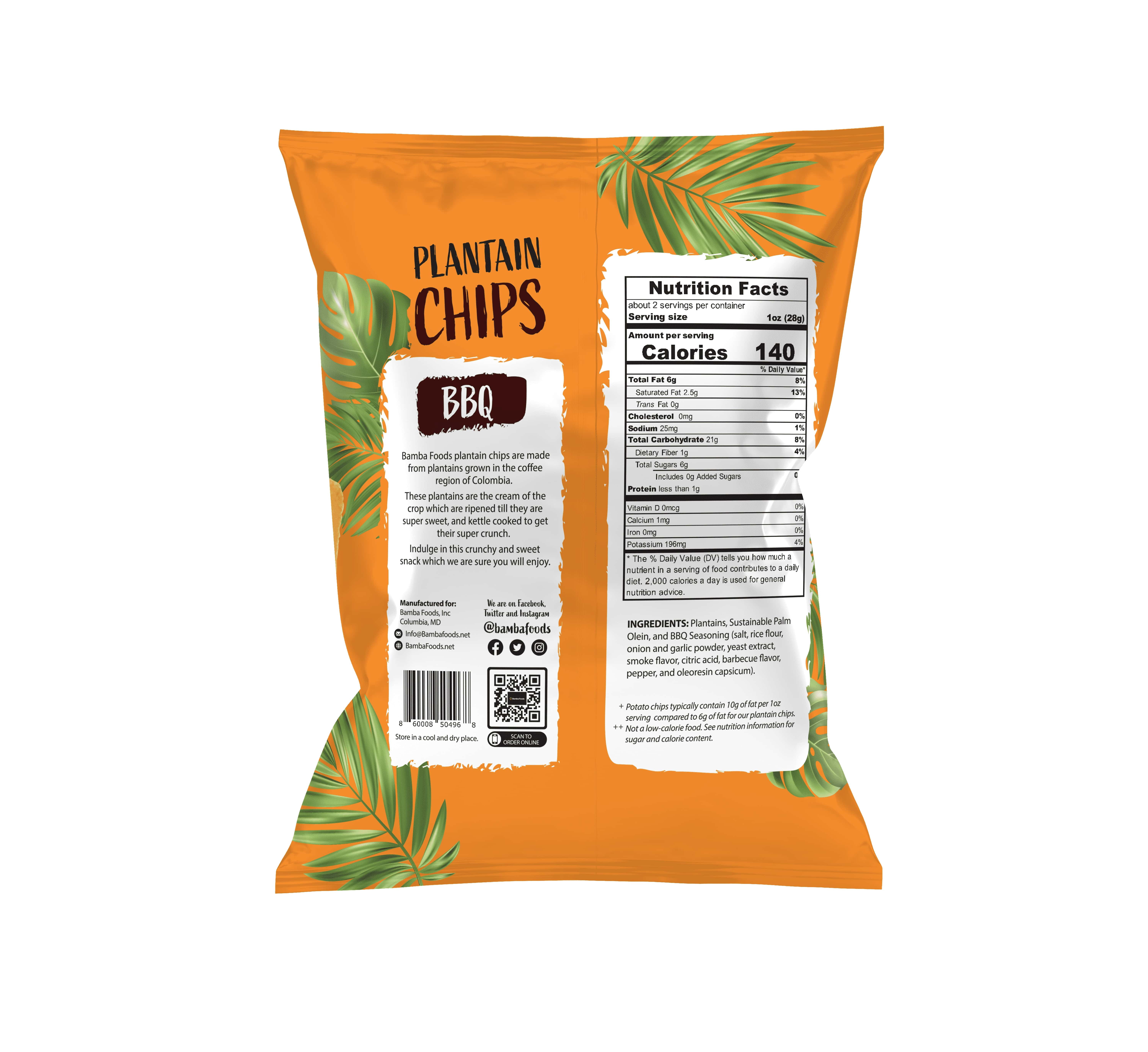 Bamba Foods Naturally Sweet Plantain Chips - BBQ