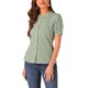 thumbnail image 4 of CAMISA DE CUADROS PARA MUJERES INSPIRE CHIC CON COLLAR PETER PAN Y MANGAS CORTAS ABULLONADAS, BLUSA DE BOTONES TAMAÑO XS VERDE, 4 of 5