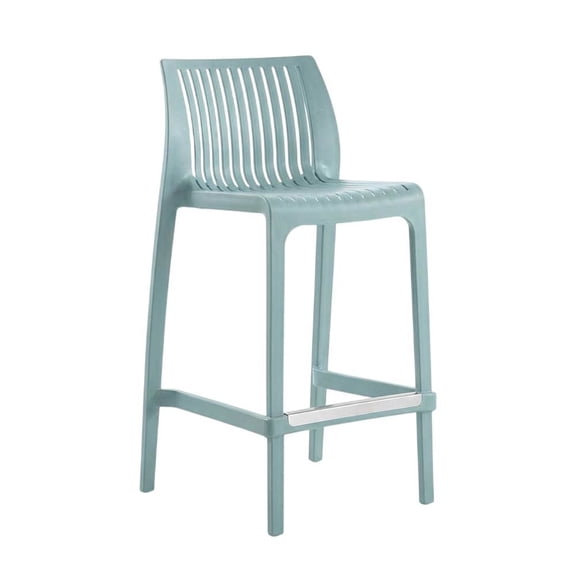 Baby Blue Outdoor Counter Stool Set Of 2 With Stackable Design And Comfort Seat