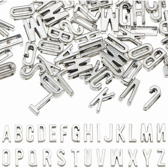 104Pcs 4 Sets Slide Letter Charms Bulk Silver A~Z Letter Charms Alphabet Pendants Alloy Initial Charm