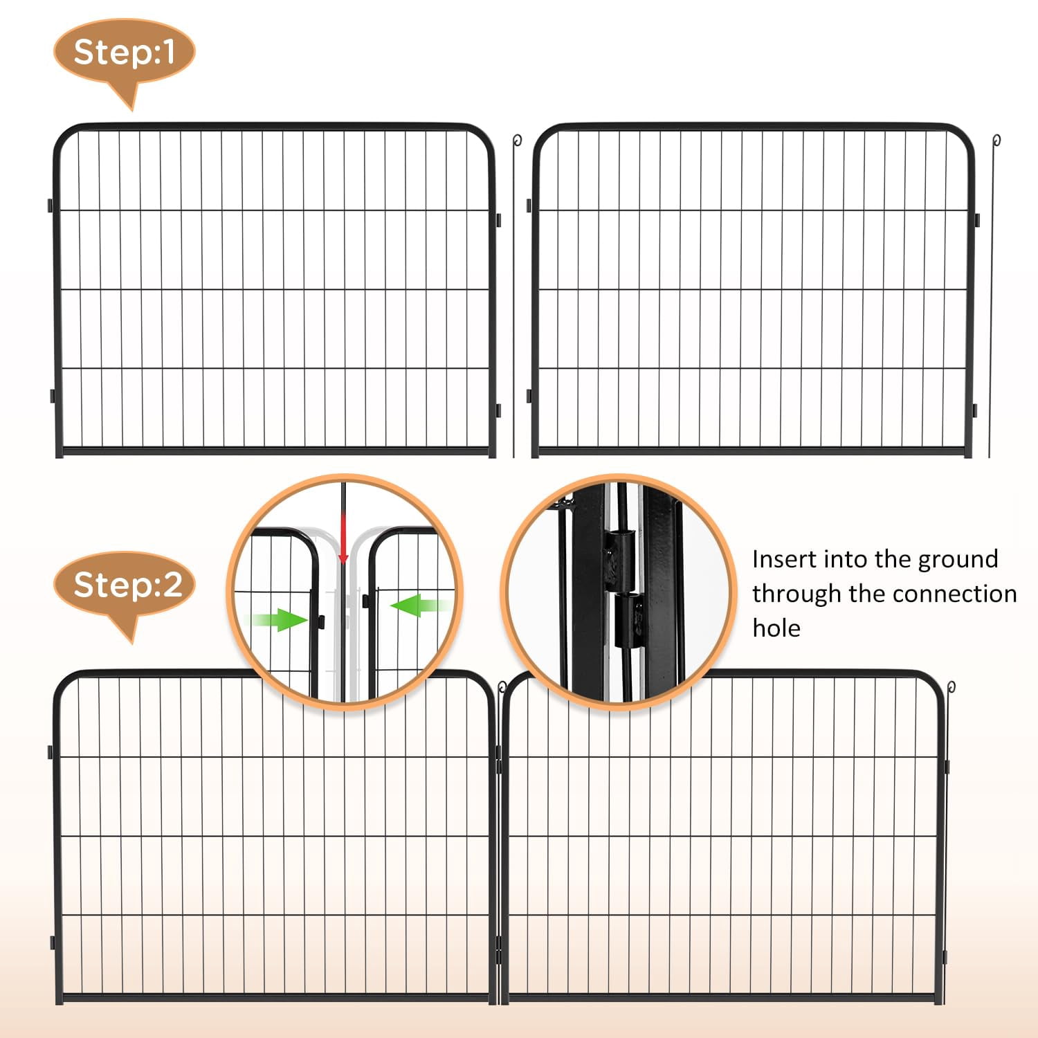 XF XINFENG Dog Playpen 40 inch 12 Panels Metal Dog Pen for Medium and Large Dogs Outdoor Exercise Pen with Doors for RV Camping Yard, Black