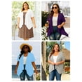 thumbnail image 4 of SHOWMALL Women's Plus Size Summer Shrugs Draped Front Open Boleros Light Gray 3X Casual Short Sleeve Lightweight Cardigan Layering Coat, 4 of 8