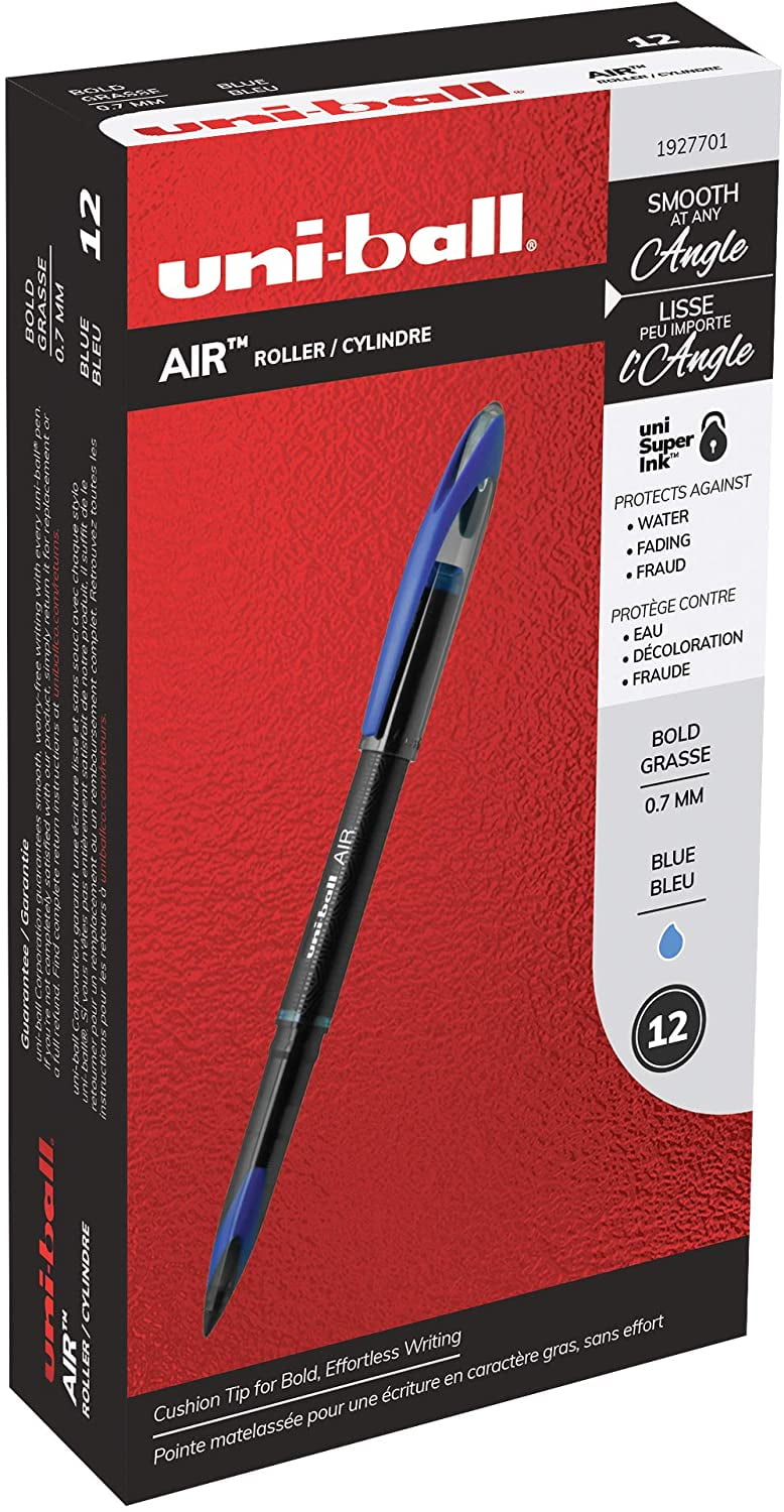 uniball AIR Rollerball Pens, Fine Point (0.7mm), Blue, 12 Count