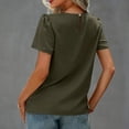 thumbnail image 4 of Camisa para Mujer Señoras Verano Color Puro Cuello Redondo Camisa De Manga Abullonada Suelta Informal Top Básico De Manga Corta, 4 of 6